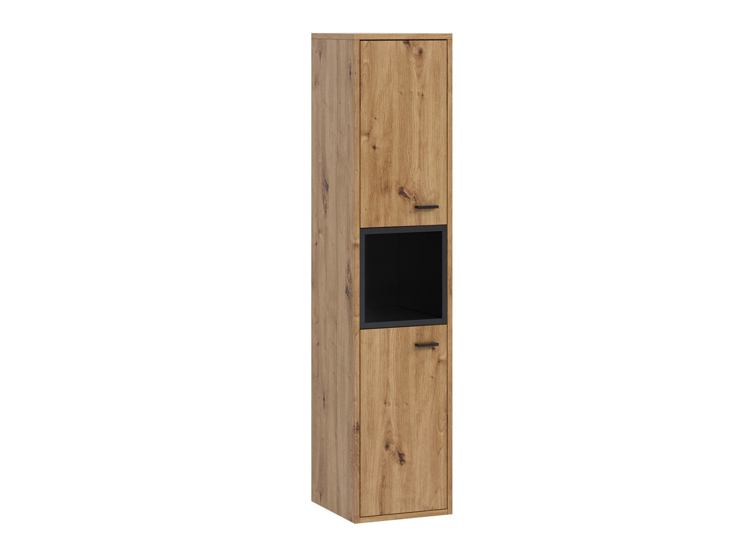 Veggfestur baðskápur Velum (Svartur + Artisan-eik)