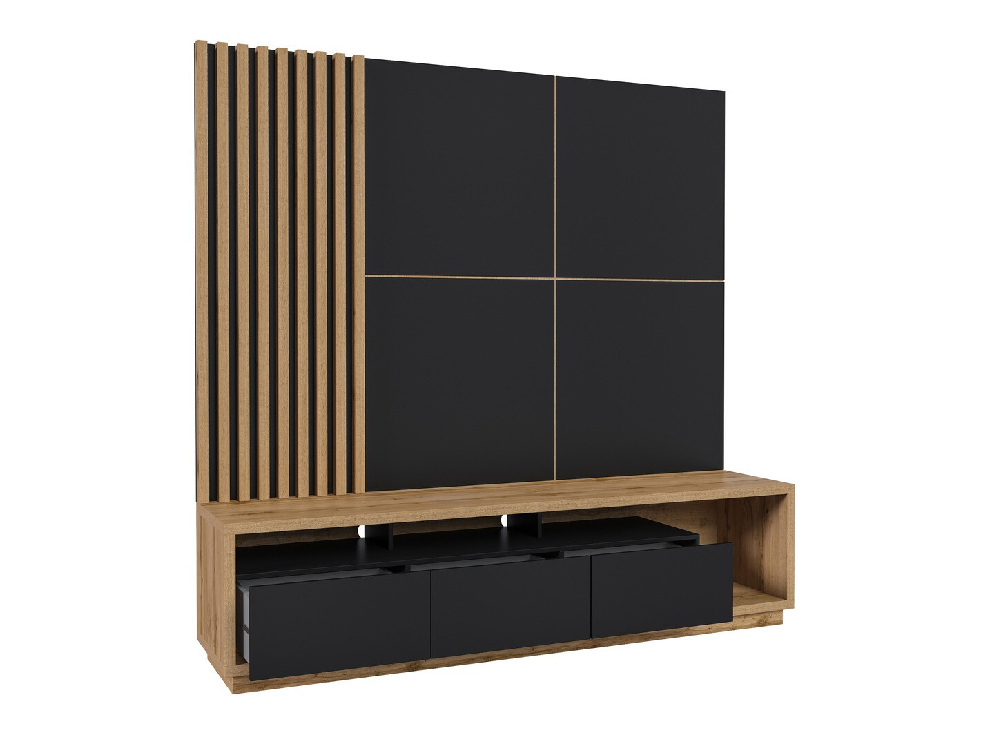 Stofusett Austin 360 (Wotan-eik + Svartur + Matt svart)
