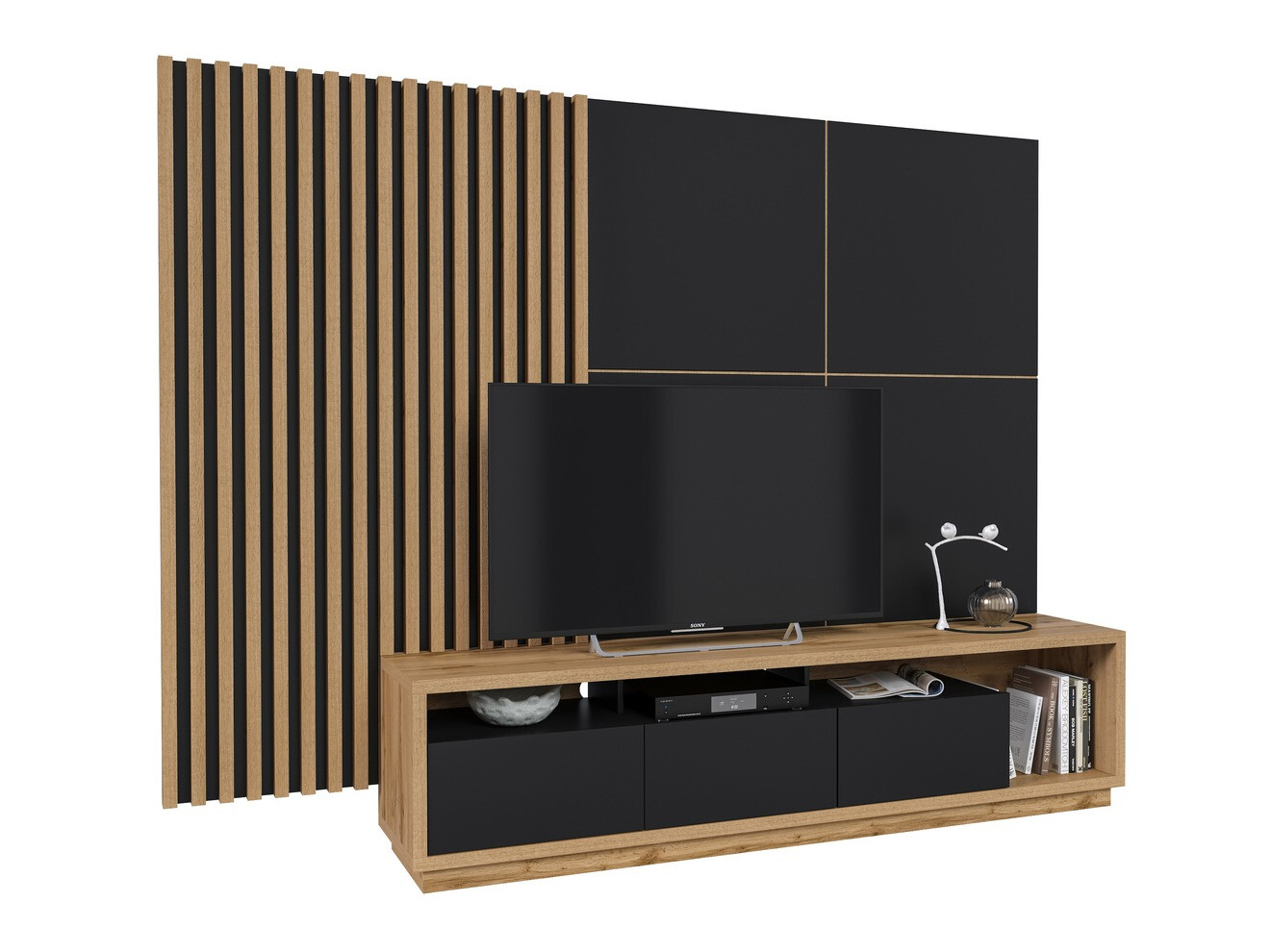 Stofusett Austin 362 (Wotan-eik + Matt svart + Svartur)