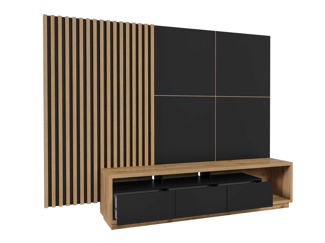 Stofusett Austin 362 (Wotan-eik + Matt svart + Svartur)