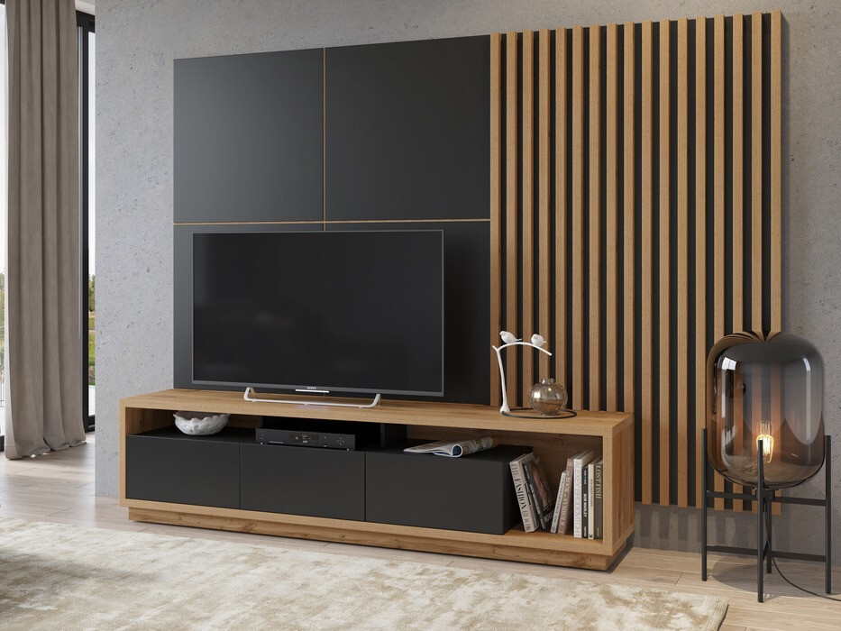 Stofusett Austin 362 (Wotan-eik + Matt svart + Svartur)