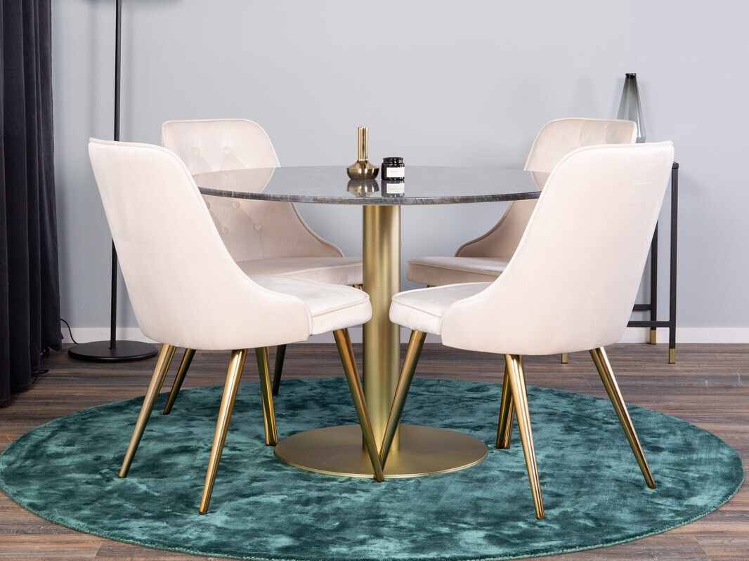 Borðstofusett Dallas 370 (Beige + Messing)
