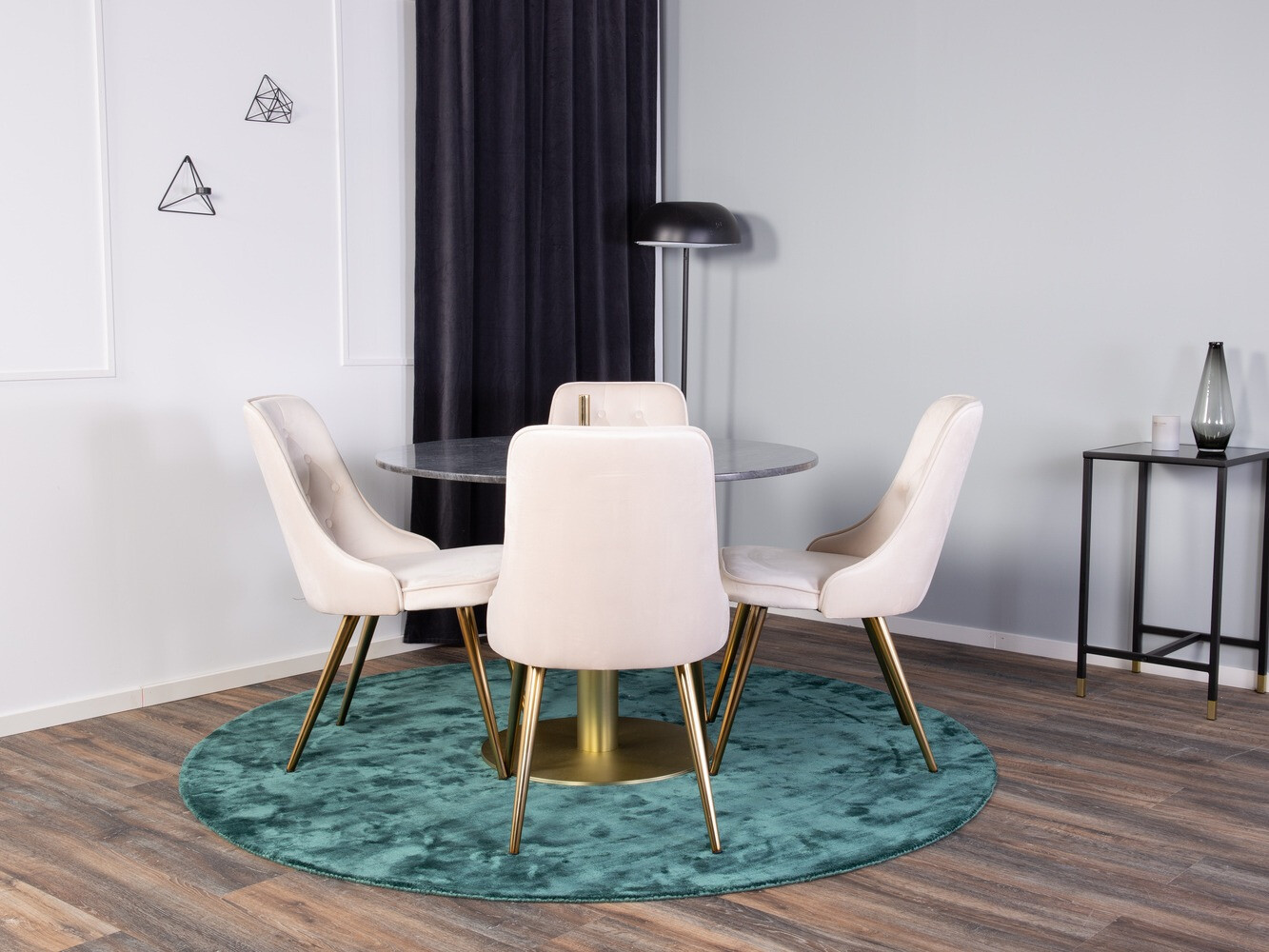 Borðstofusett Dallas 370 (Beige + Messing)