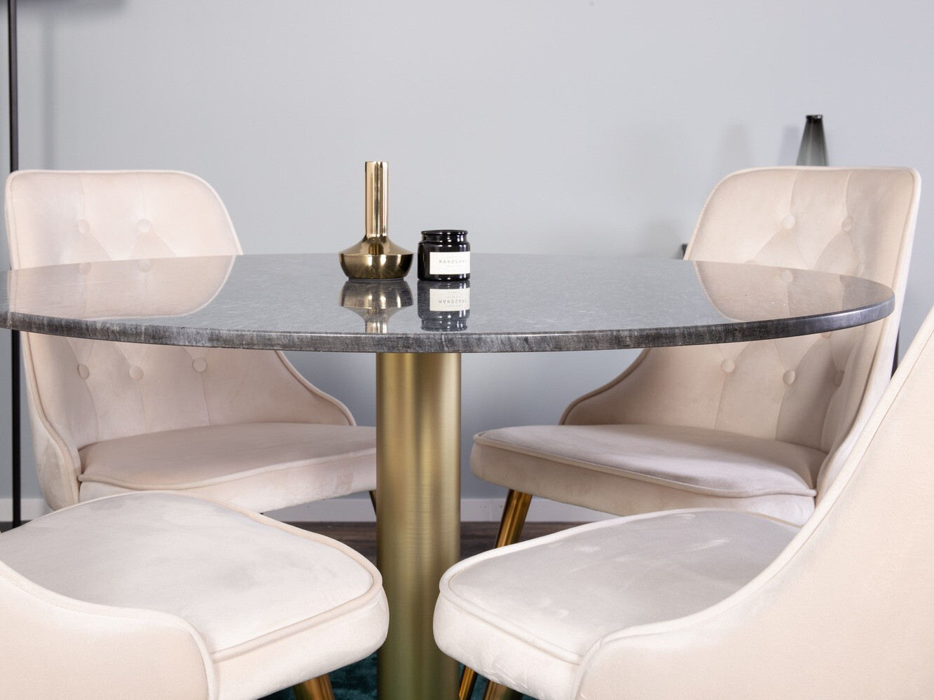 Borðstofusett Dallas 370 (Beige + Messing)