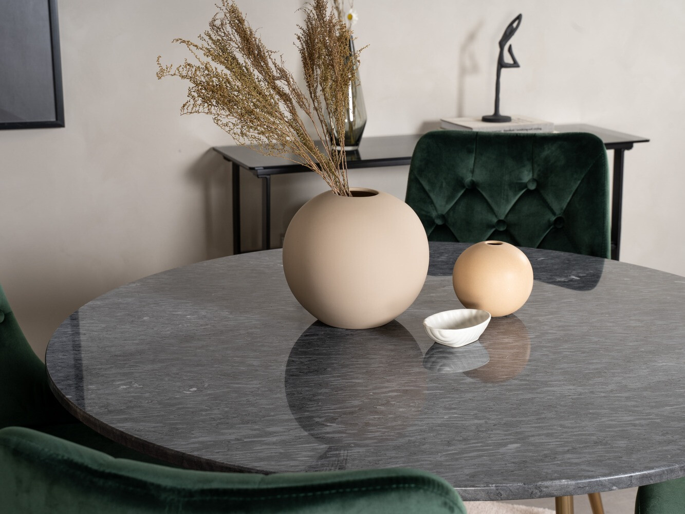 Borðstofusett Dallas 370 (Grænn + Gylltur)