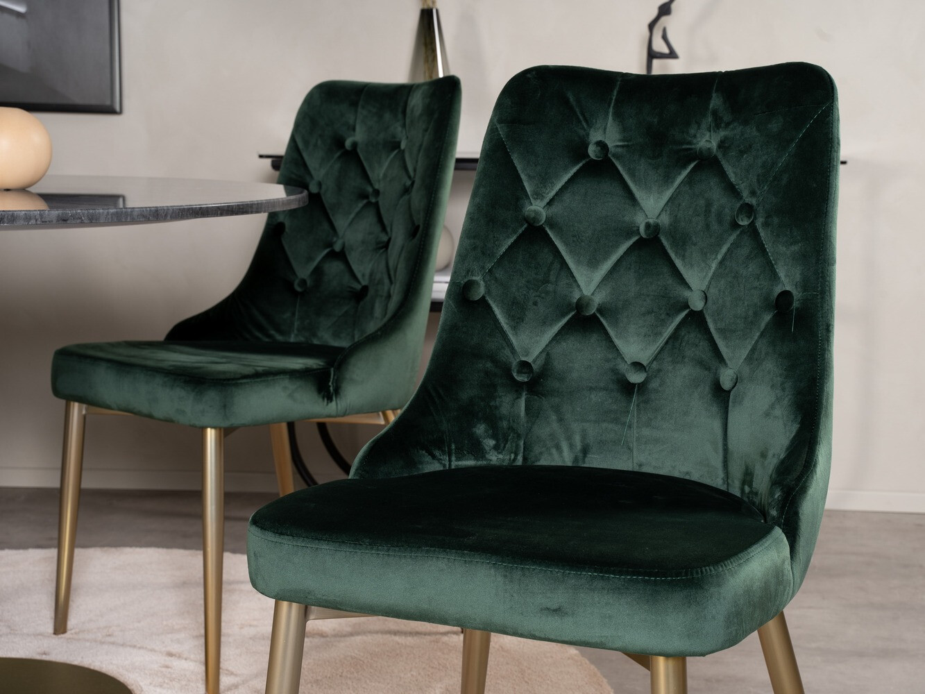 Borðstofusett Dallas 370 (Grænn + Gylltur)