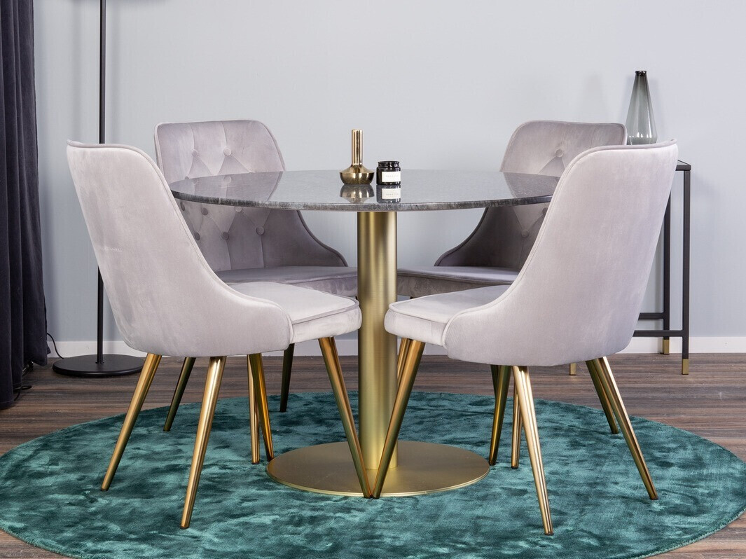 Borðstofusett Dallas 370 (Grár + Messing)