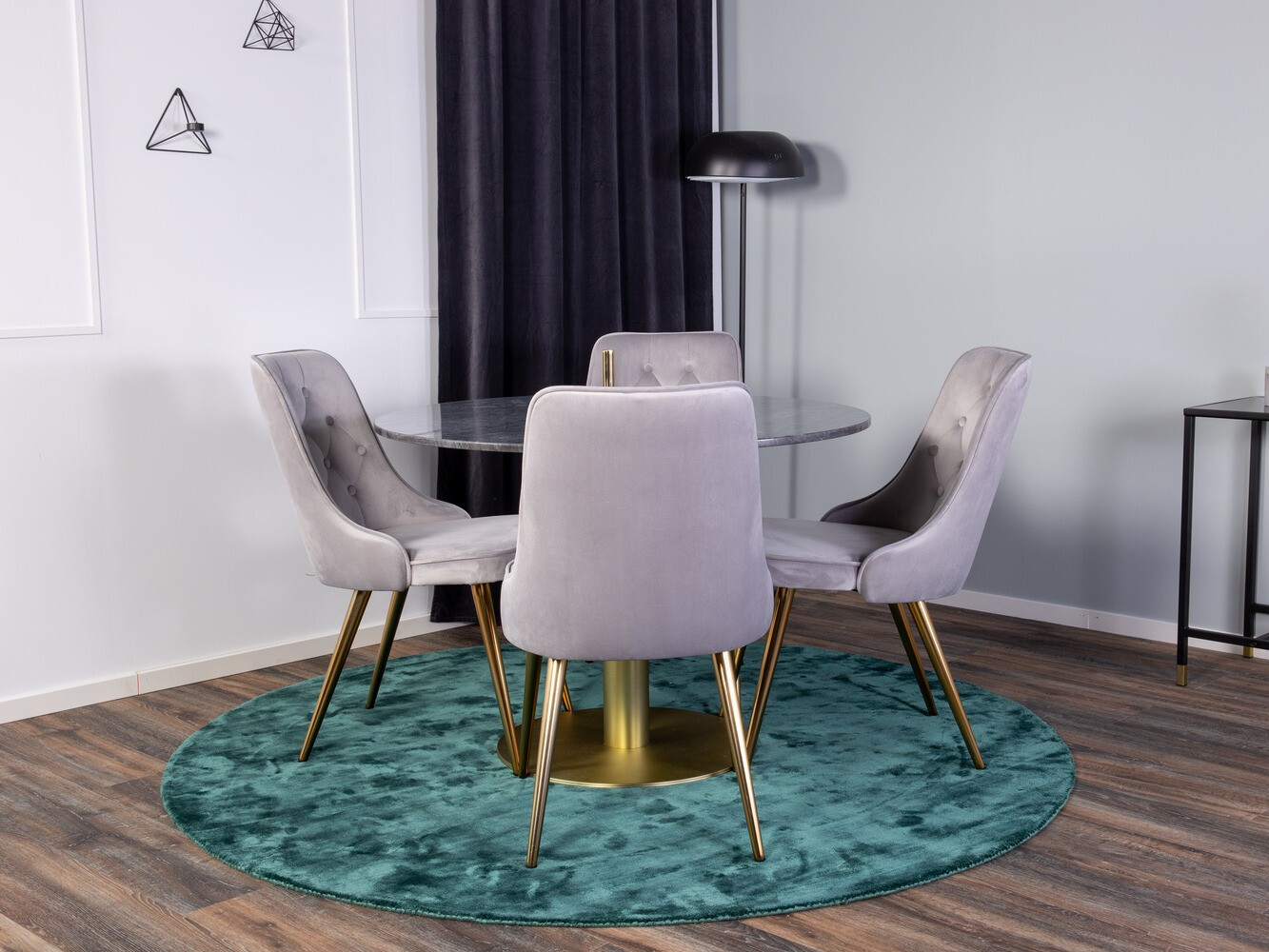 Borðstofusett Dallas 370 (Grár + Messing)