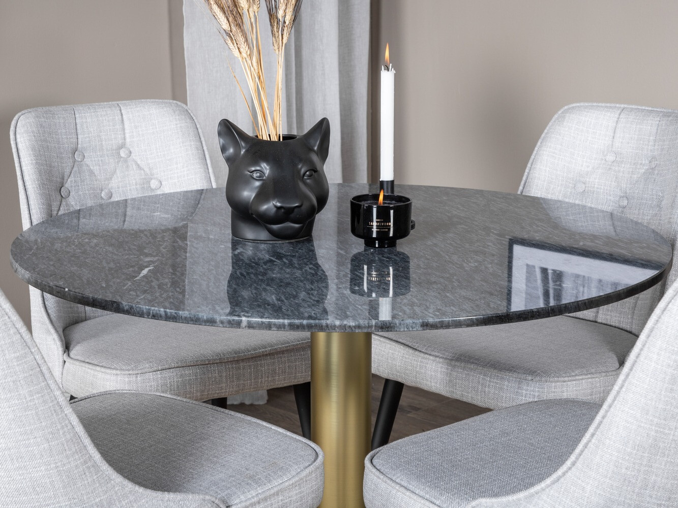 Borðstofusett Dallas 370 (Grár + Svartur)