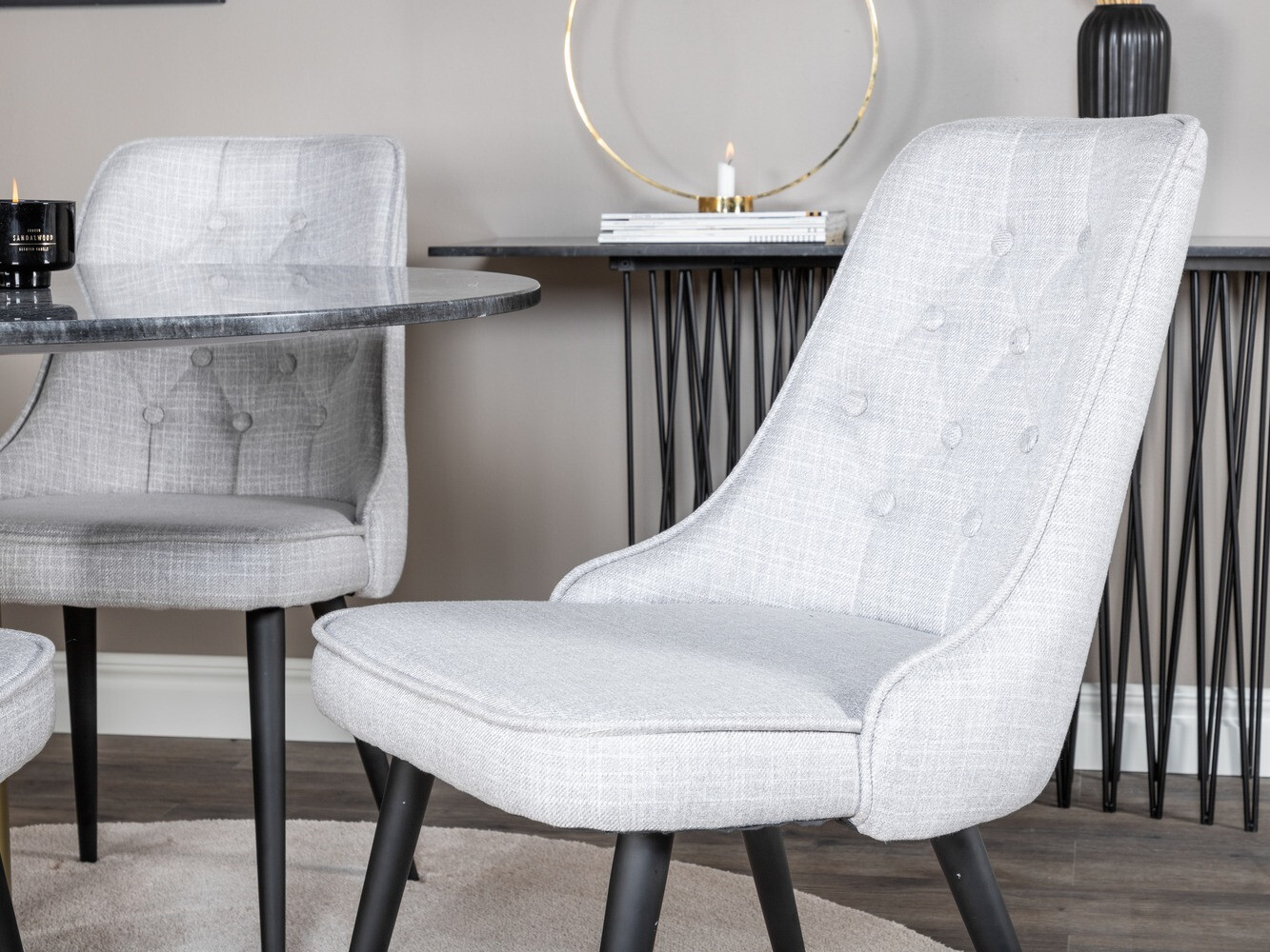Borðstofusett Dallas 370 (Grár + Svartur)