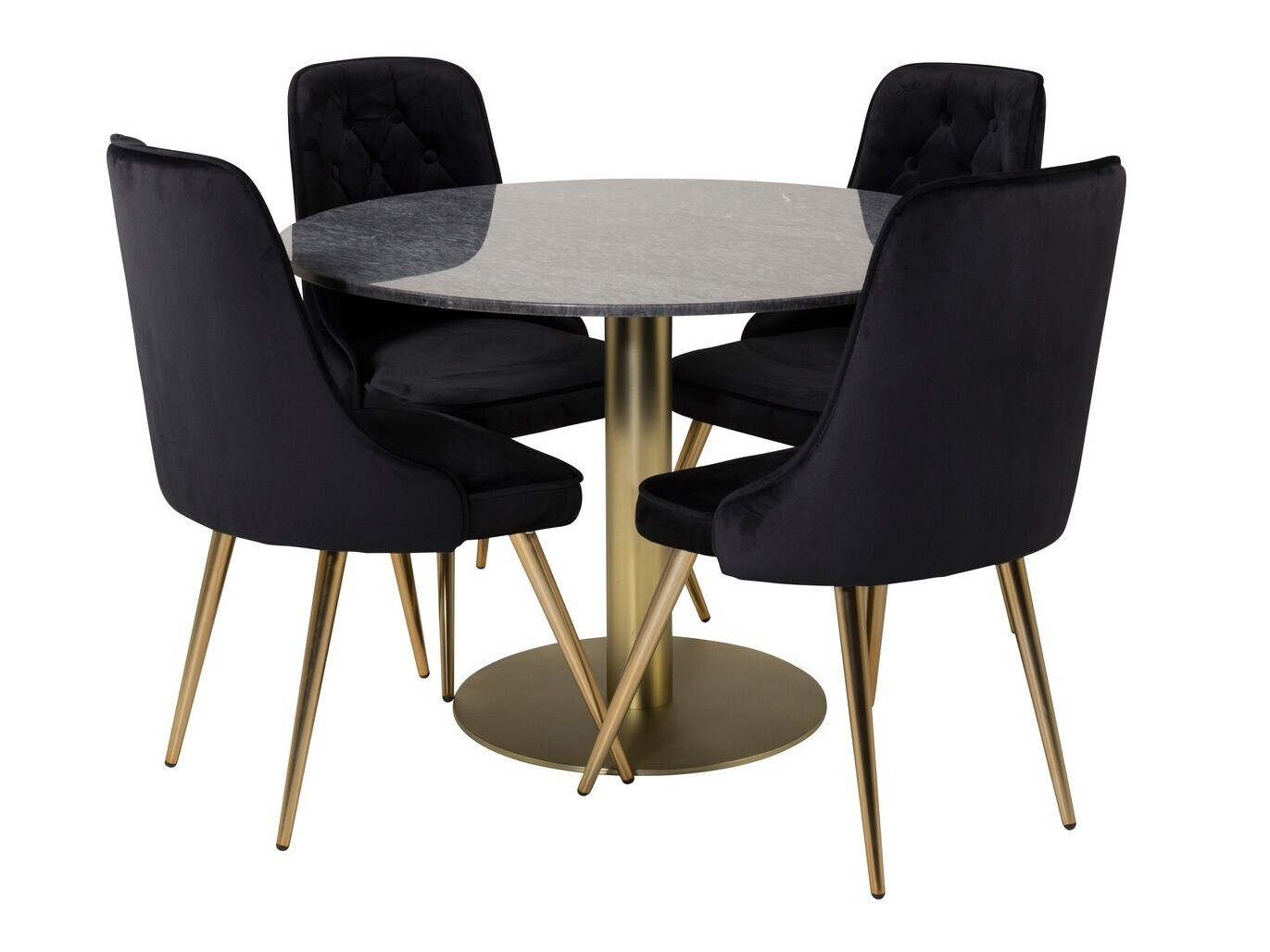 Borðstofusett Dallas 370 (Svartur + Gylltur)
