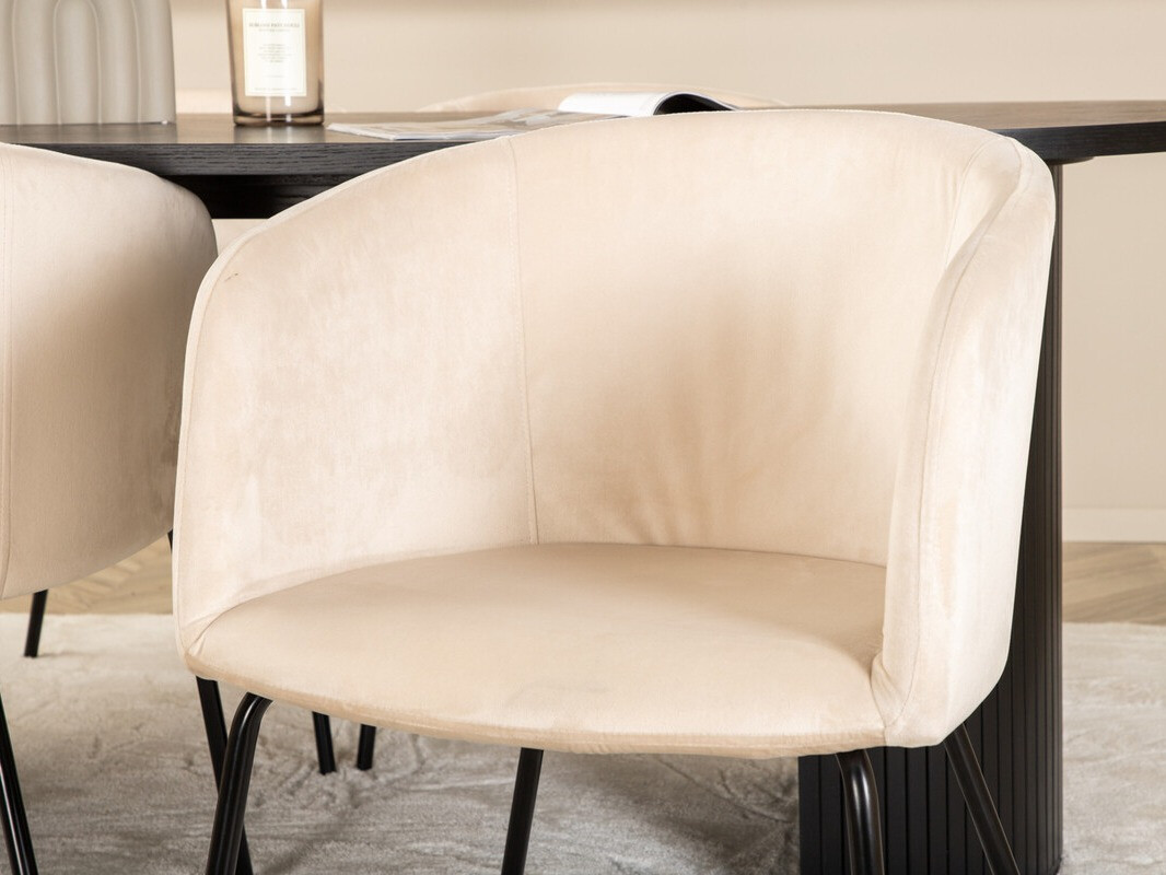 Borðstofusett Dallas 3313 (Svartur + Beige)