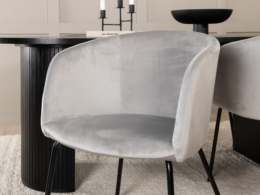 Borðstofusett Dallas 3313 (Svartur + Ljósgrár)