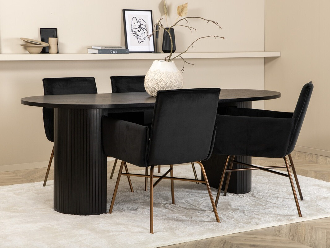 Borðstofusett Dallas 3315 (Svartur + Kopar)
