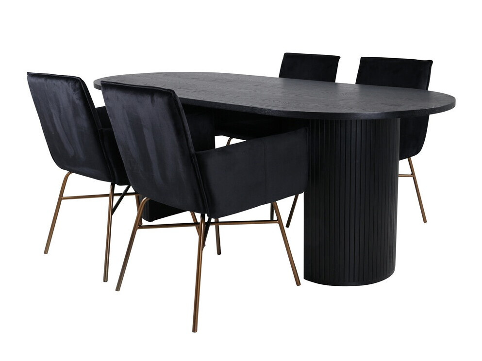 Borðstofusett Dallas 3315 (Svartur + Kopar)