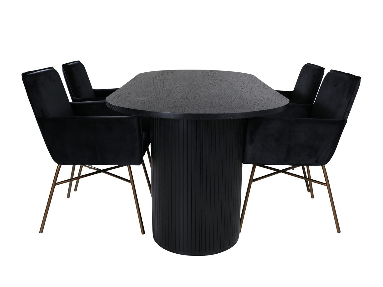 Borðstofusett Dallas 3315 (Svartur + Kopar)