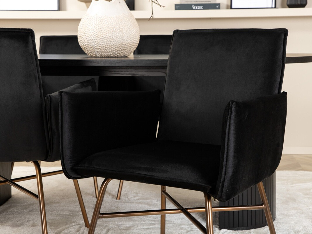 Borðstofusett Dallas 3315 (Svartur + Kopar)