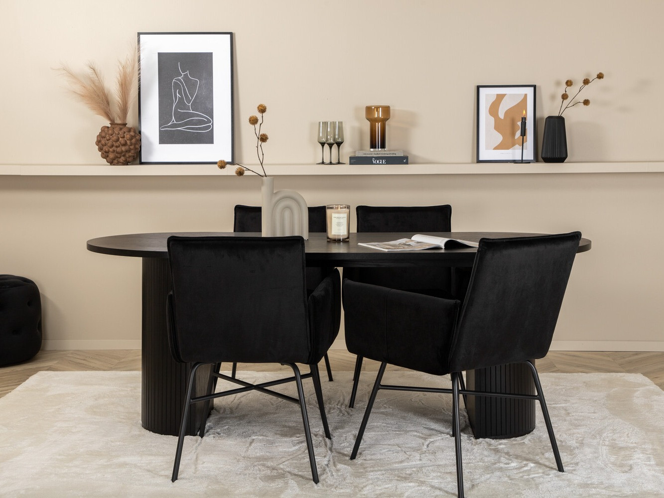 Borðstofusett Dallas 3315 (Svartur)