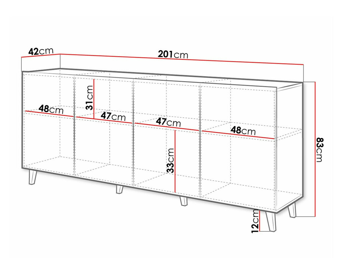 Skenkur Charlotte 180 (Svartur + Craft eik)