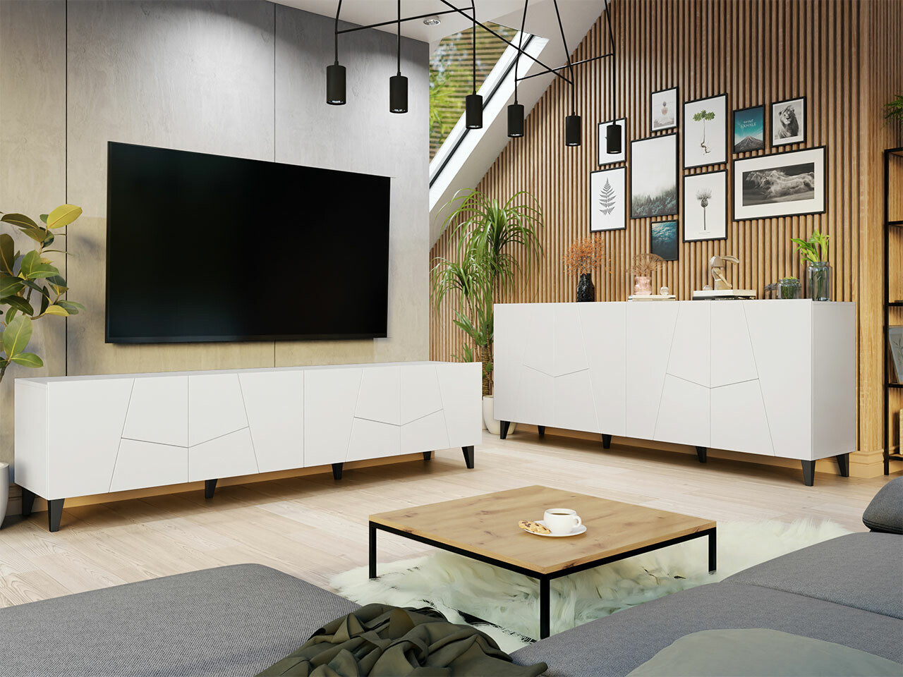 Stofusett Charlotte 182 (Hvítur + Svartur)
