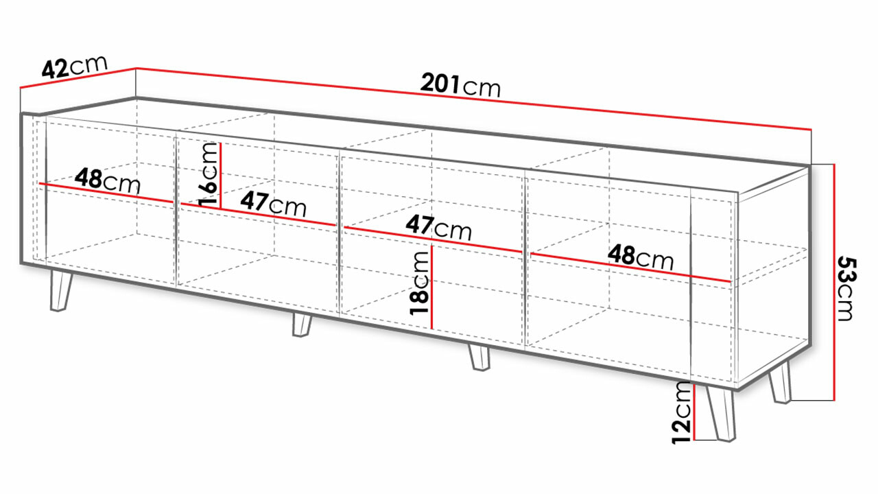 Sjónvarpsskápur Charlotte 184 (Svartur + Craft eik)