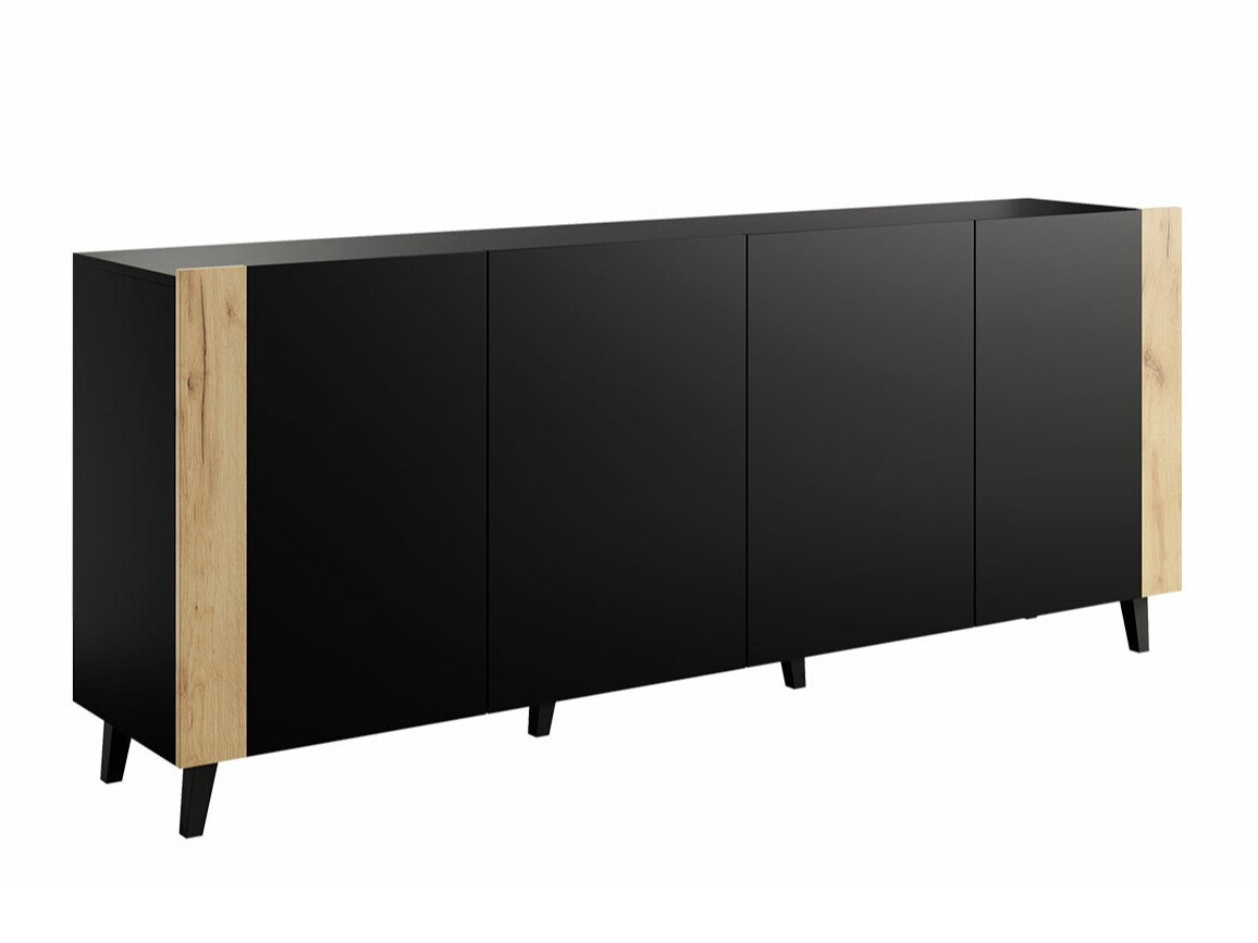 Skenkur Charlotte 183 (Svartur + Craft eik)