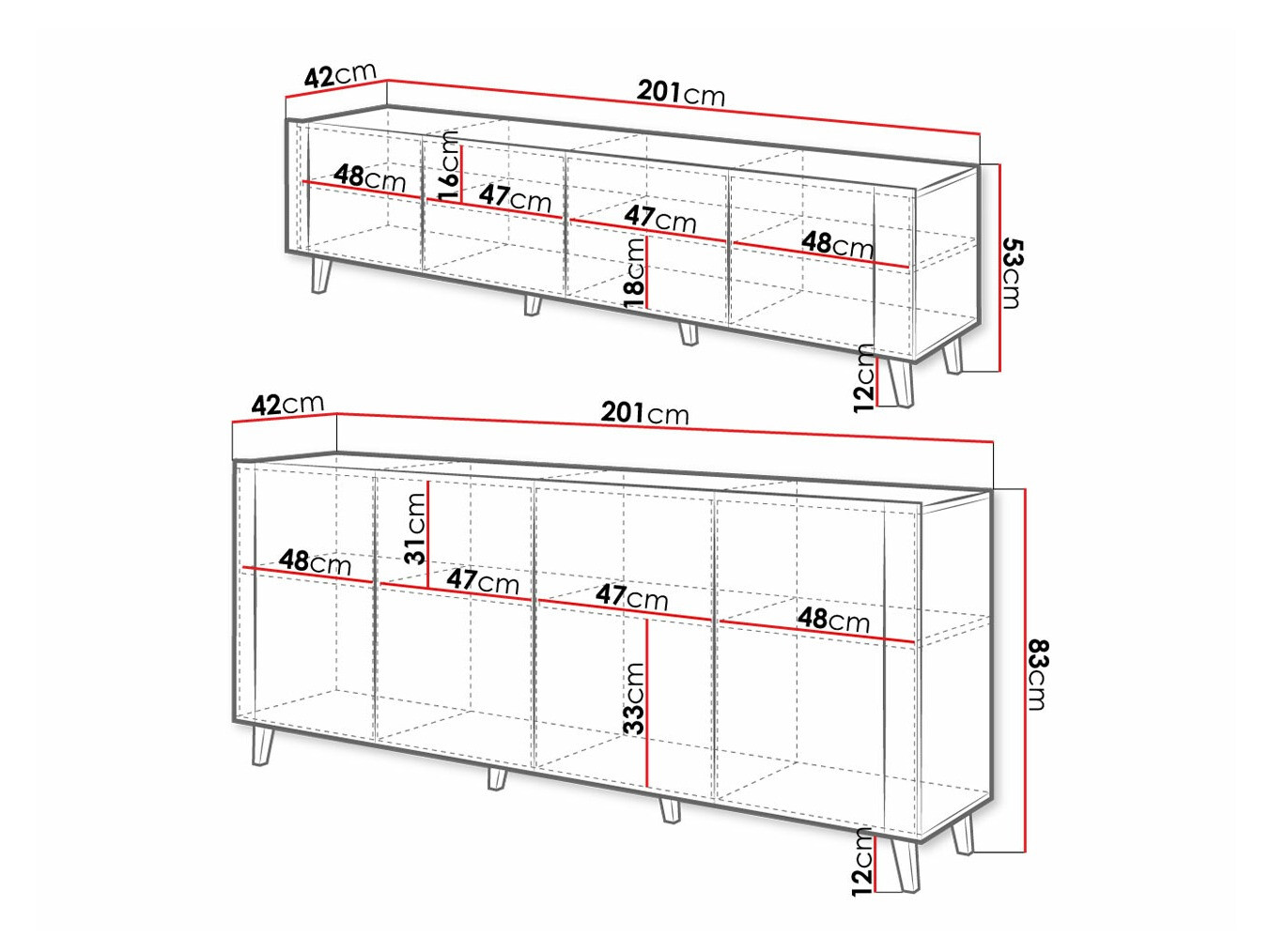 Stofusett Charlotte 185 (Svartur + Craft eik)
