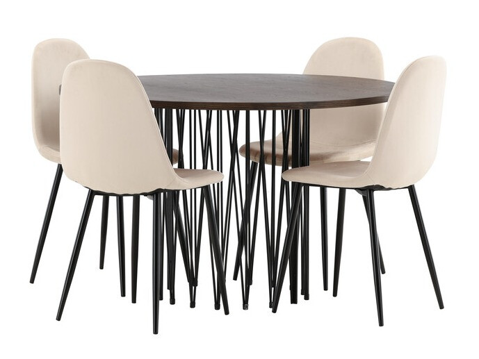 Borðstofusett Dallas 3370 (Svartur + Beige)