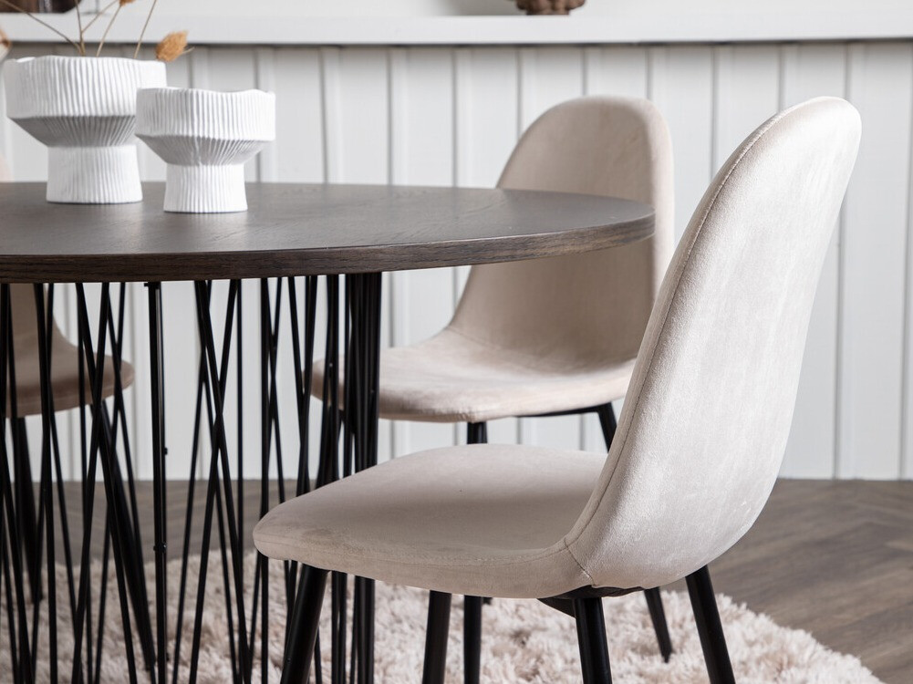 Borðstofusett Dallas 3370 (Svartur + Beige)
