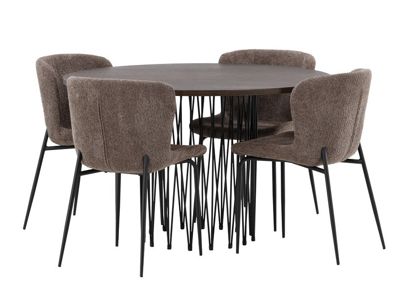 Borðstofusett Dallas 3379 (Brúnn + Svartur)