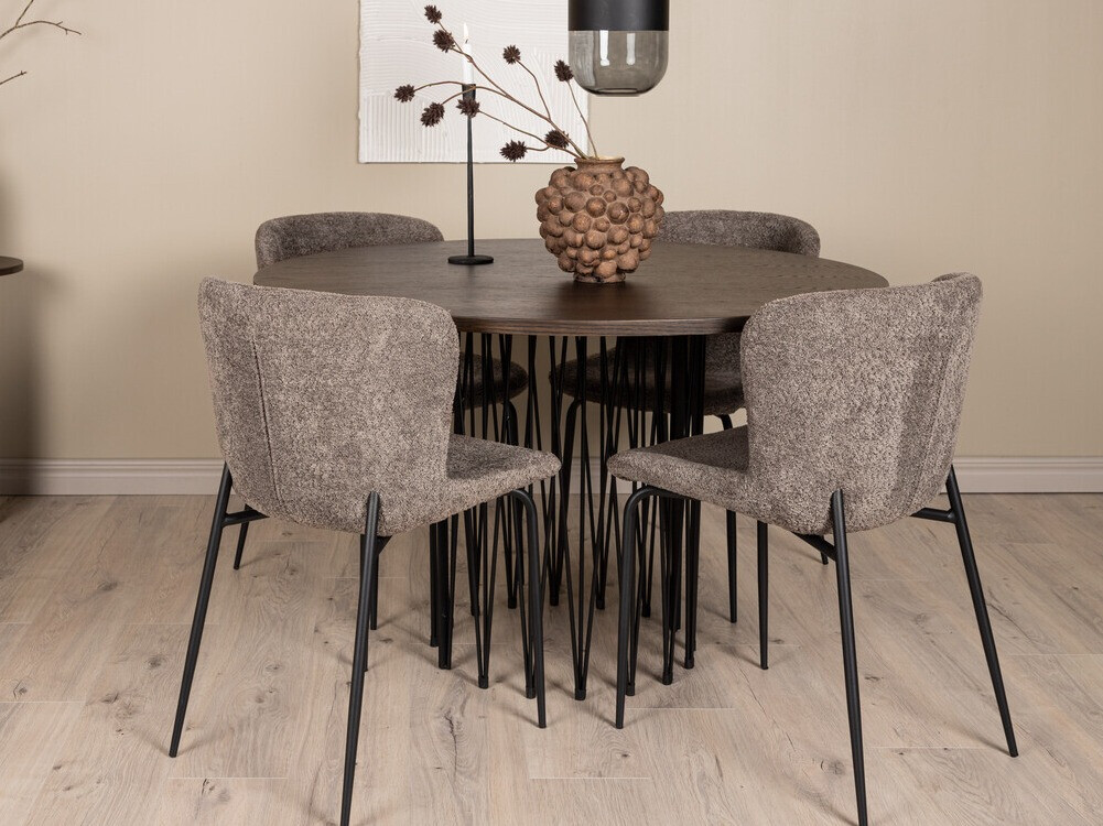 Borðstofusett Dallas 3379 (Brúnn + Svartur)