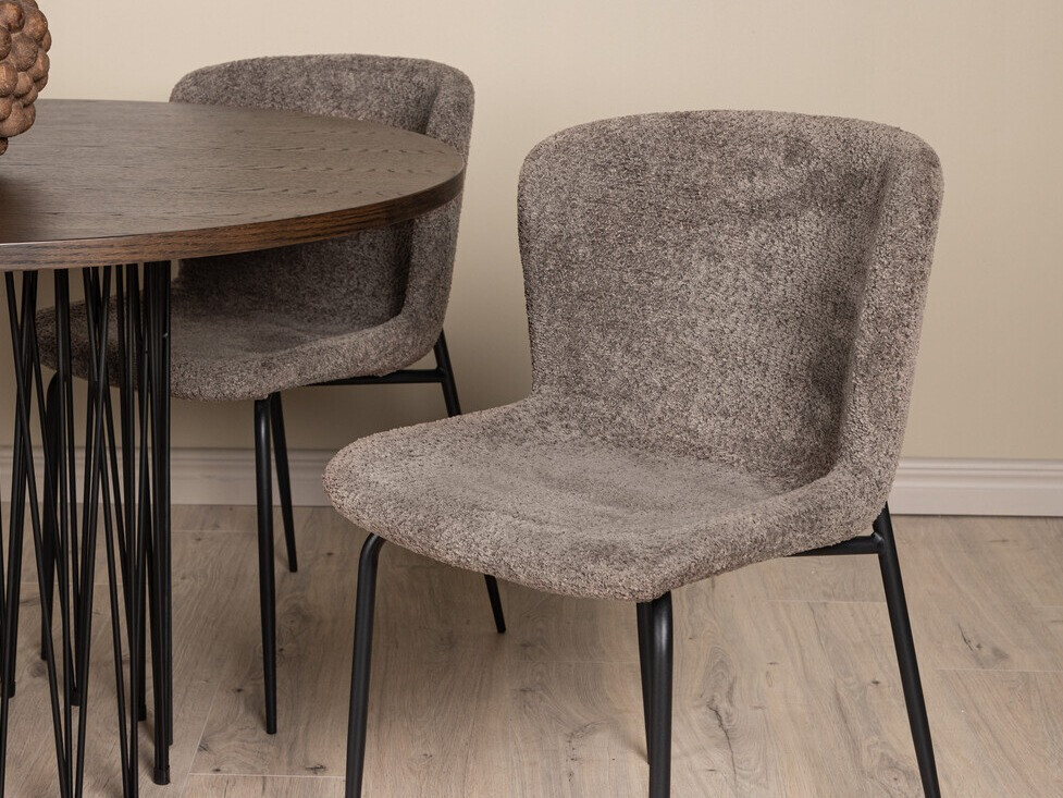 Borðstofusett Dallas 3379 (Brúnn + Svartur)
