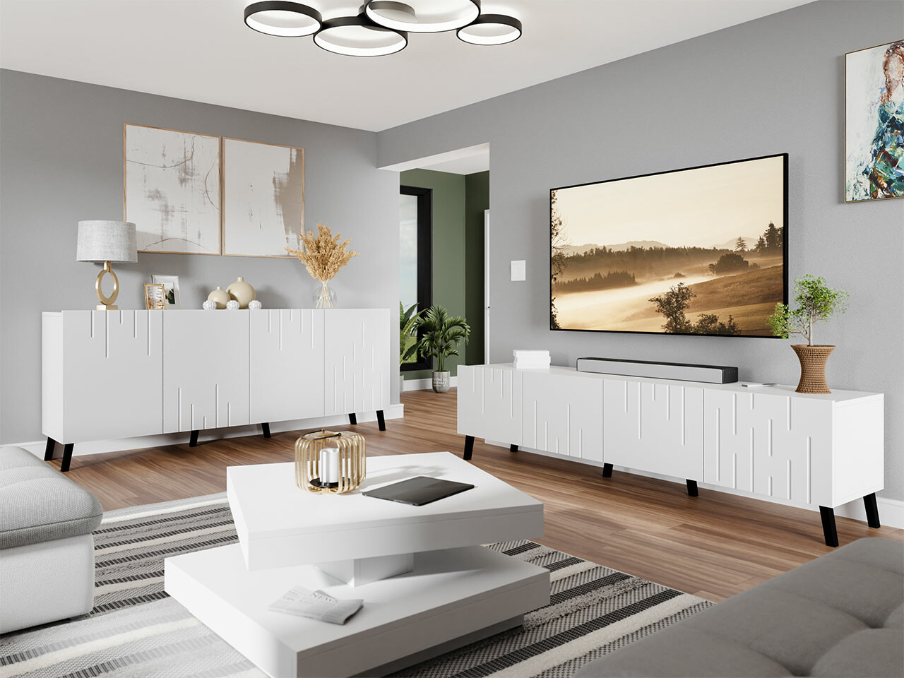 Stofusett Charlotte 212 (Hvítur)