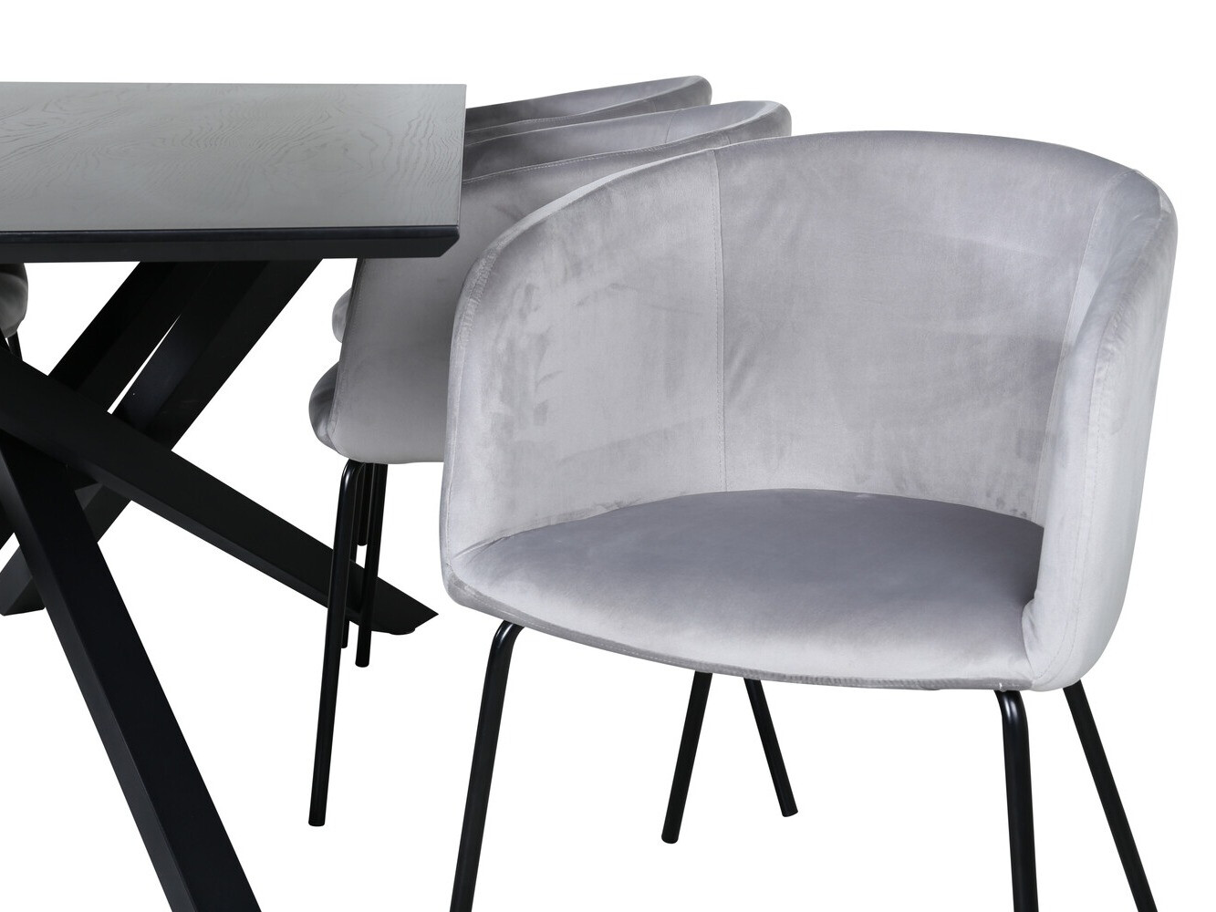 Borðstofusett Dallas 2691 (Ljósgrár + Svartur)
