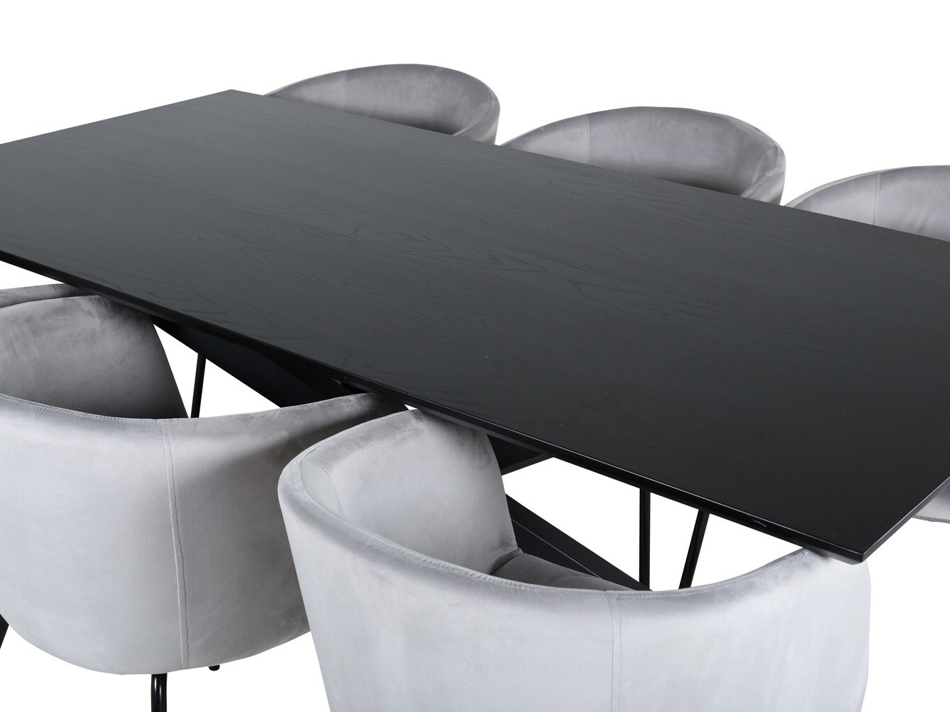 Borðstofusett Dallas 2691 (Ljósgrár + Svartur)