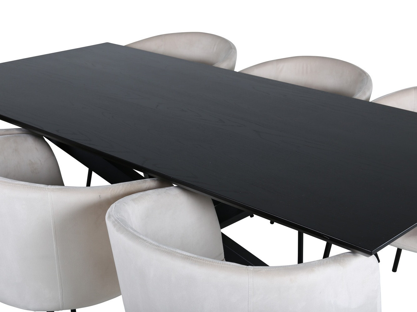 Borðstofusett Dallas 2691 (Rjómalitur + Svartur)