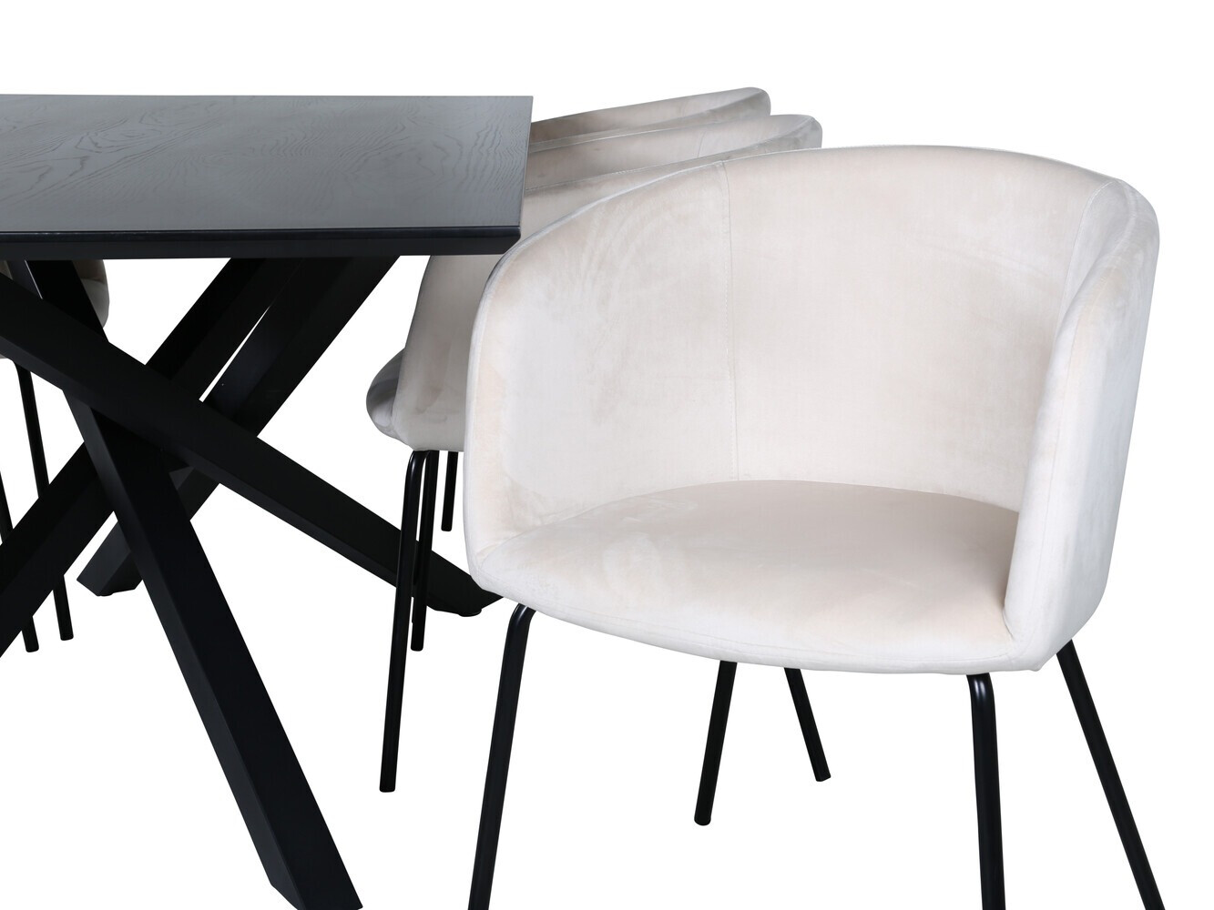 Borðstofusett Dallas 2691 (Rjómalitur + Svartur)