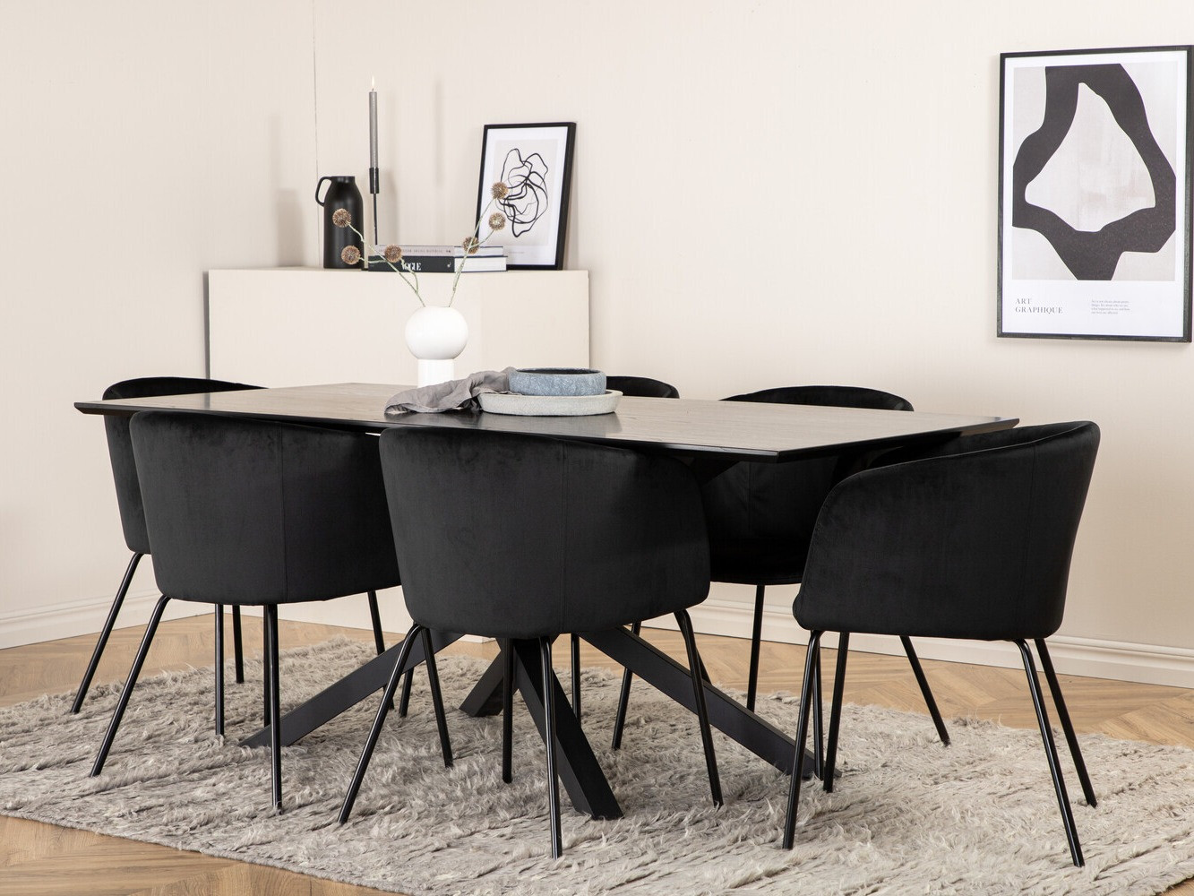 Borðstofusett Dallas 2691 (Svartur)