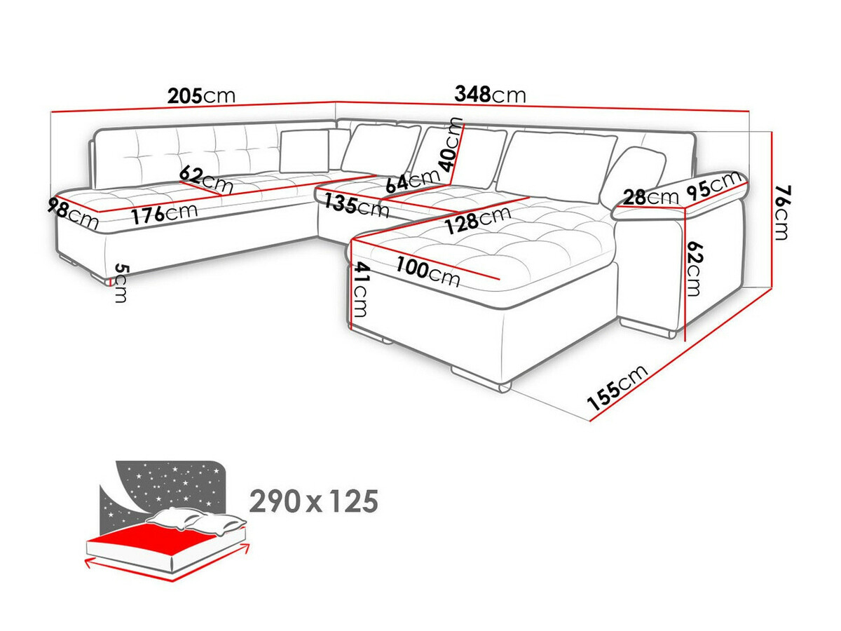 Horn­sófi Comfivo Gemma III (Lux 06 + Lux 06 + Lux 05)