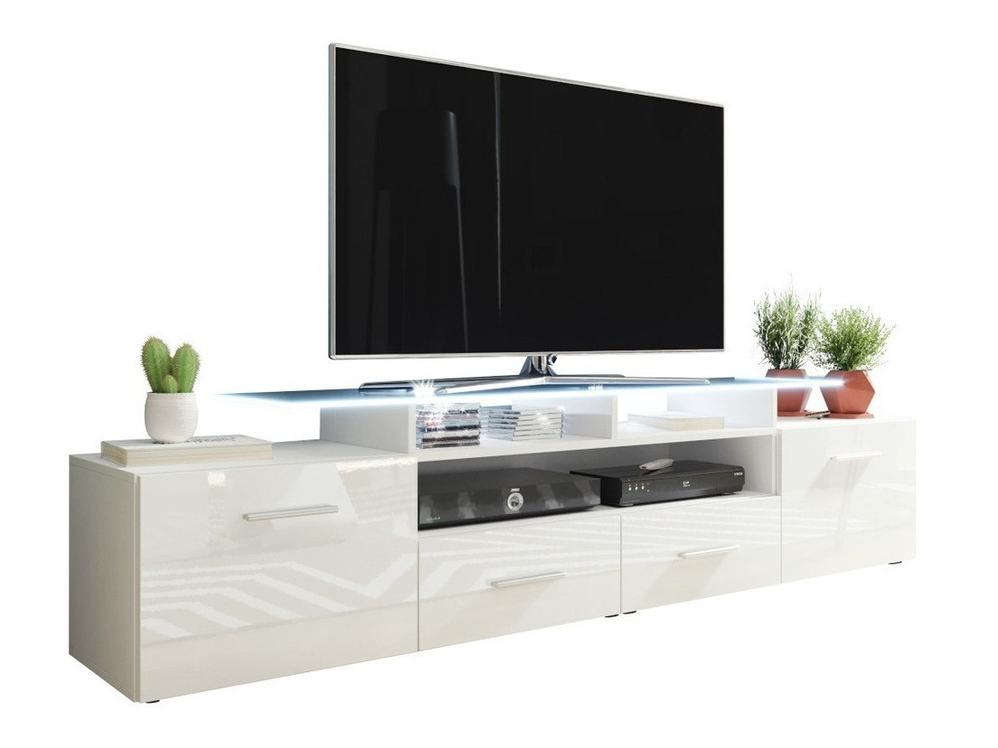 Sjónvarpsskápur Charlotte 117 (Hvítur + Hvítt háglans)
