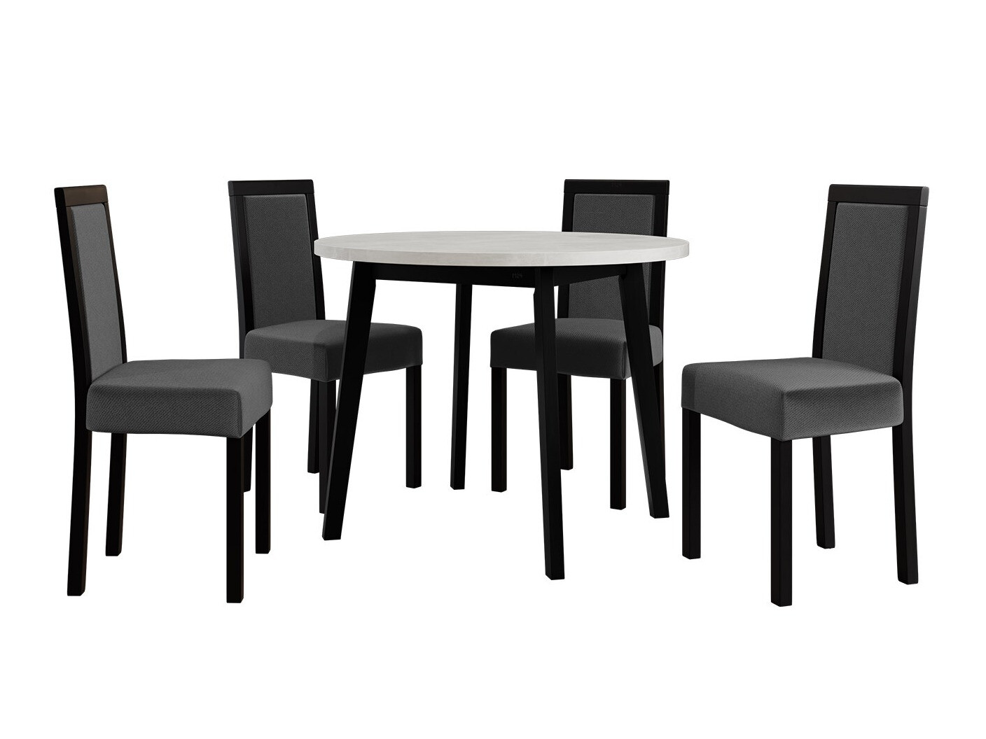 Borðstofusett Victorville 256 (Hvítur + Svartur)