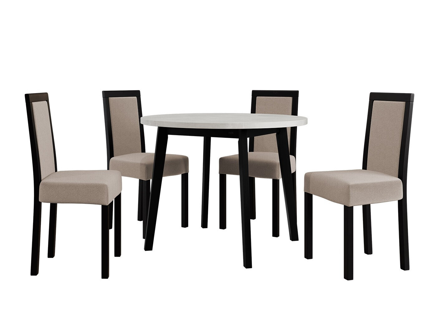 Borðstofusett Victorville 256 (Hvítur + Svartur)