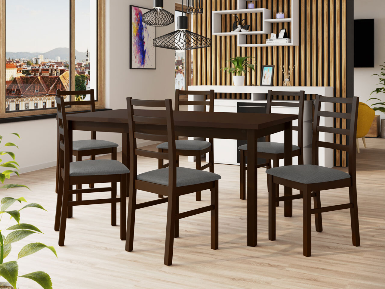 Borðstofusett Victorville 261 (Valhneta)