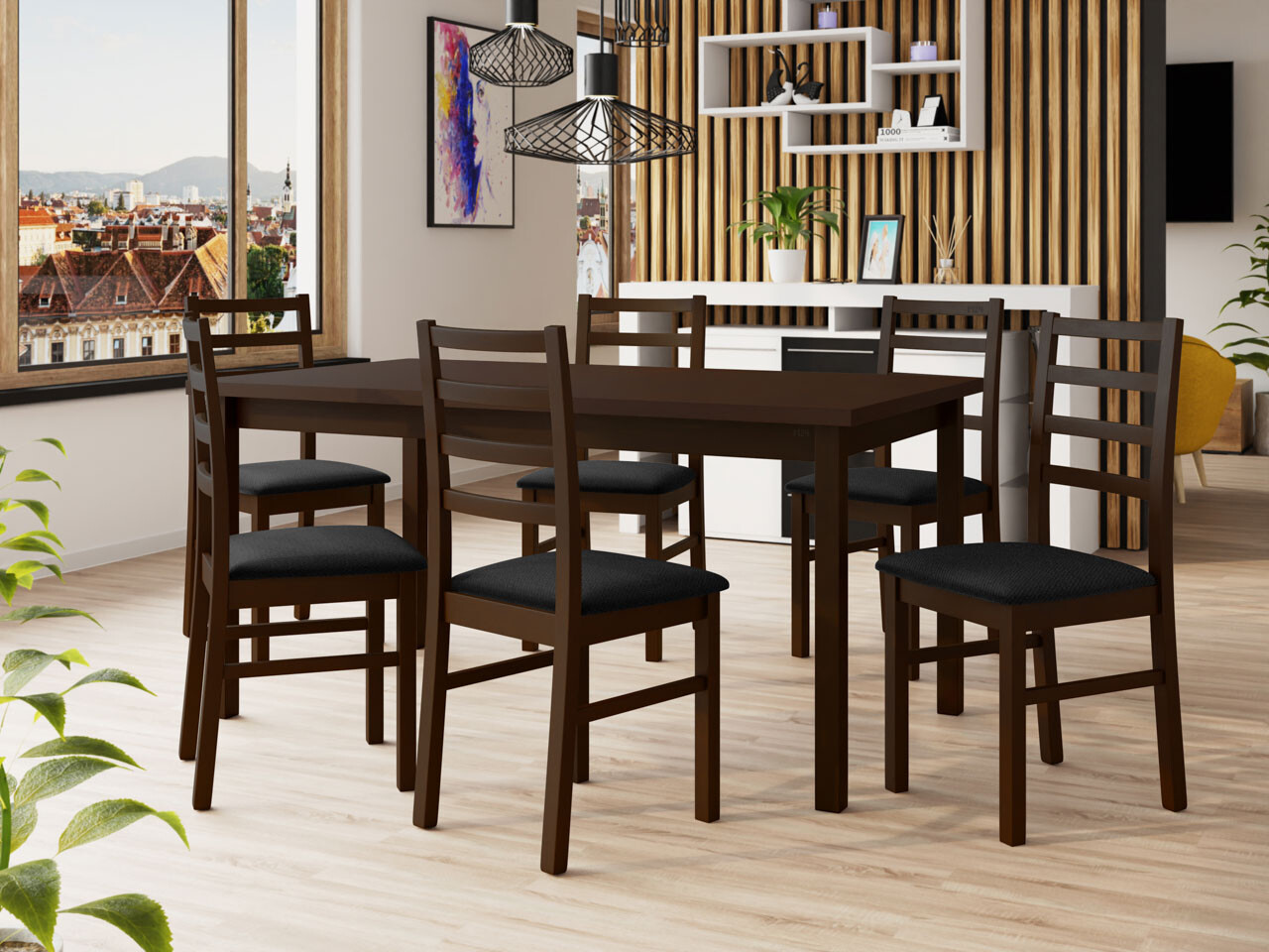 Borðstofusett Victorville 261 (Valhneta)