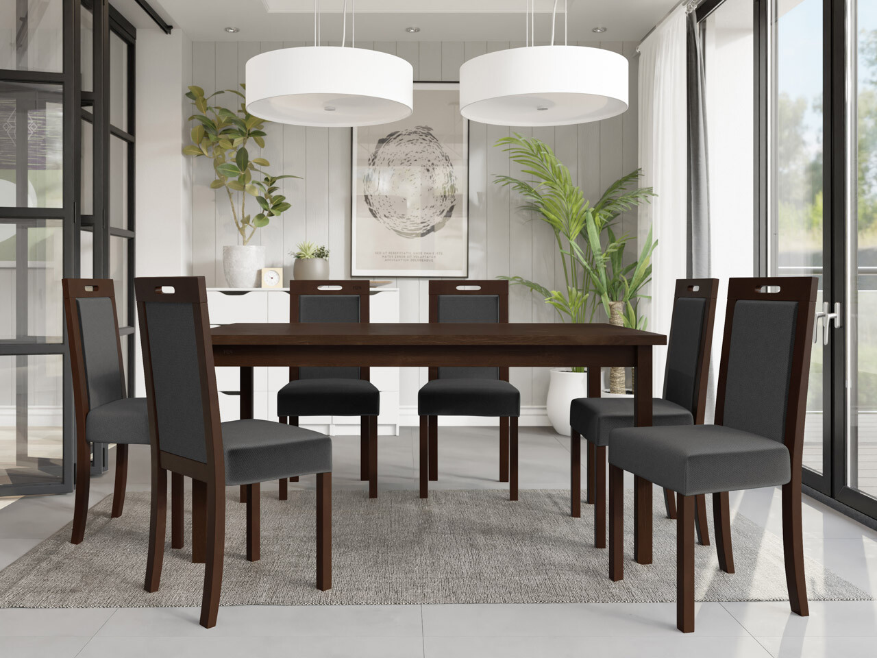 Borðstofusett Victorville 262 (Valhneta)