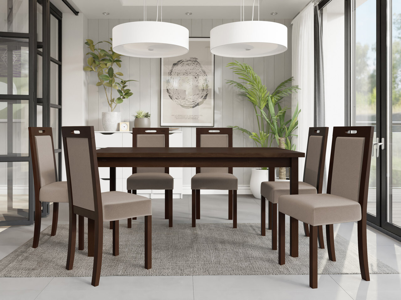 Borðstofusett Victorville 262 (Valhneta)