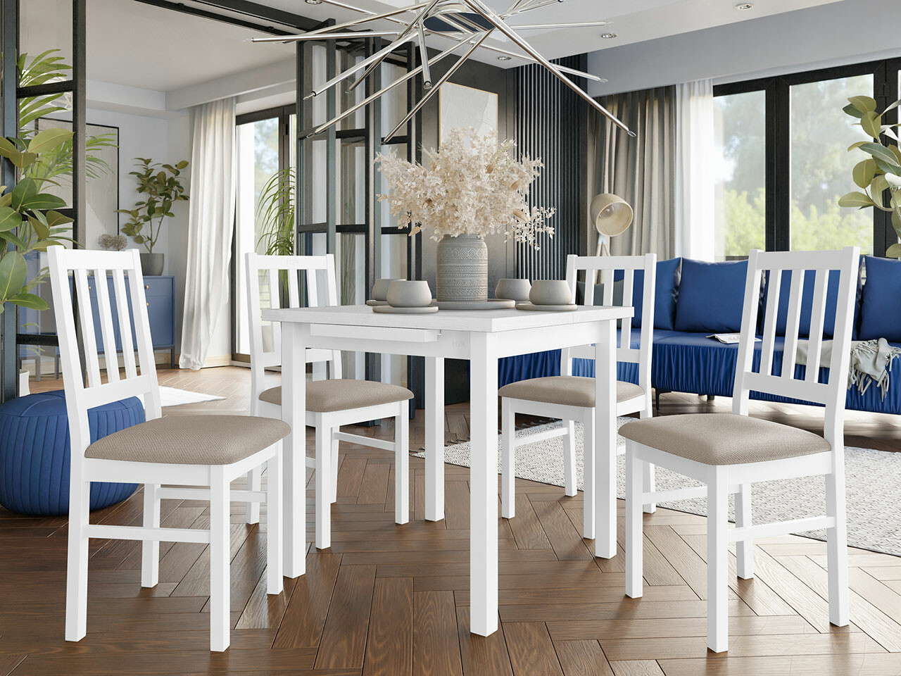 Borðstofusett Victorville 275 (Hvítur)