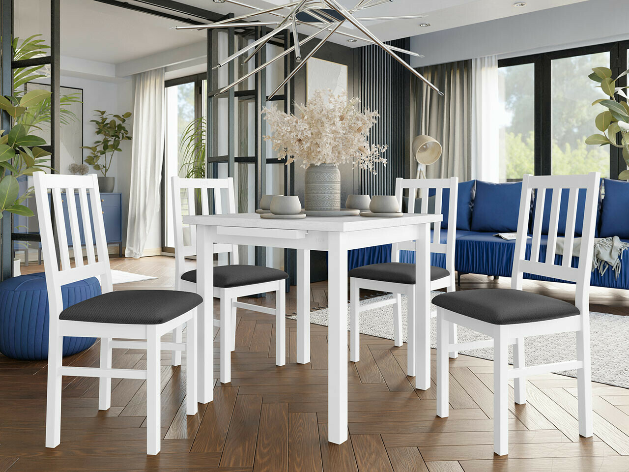 Borðstofusett Victorville 275 (Hvítur)