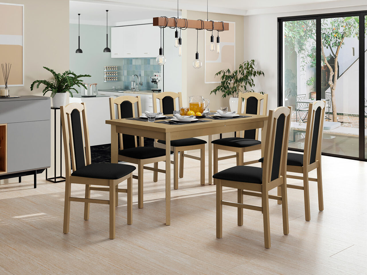 Borðstofusett Victorville 277 (Sonoma-eik)