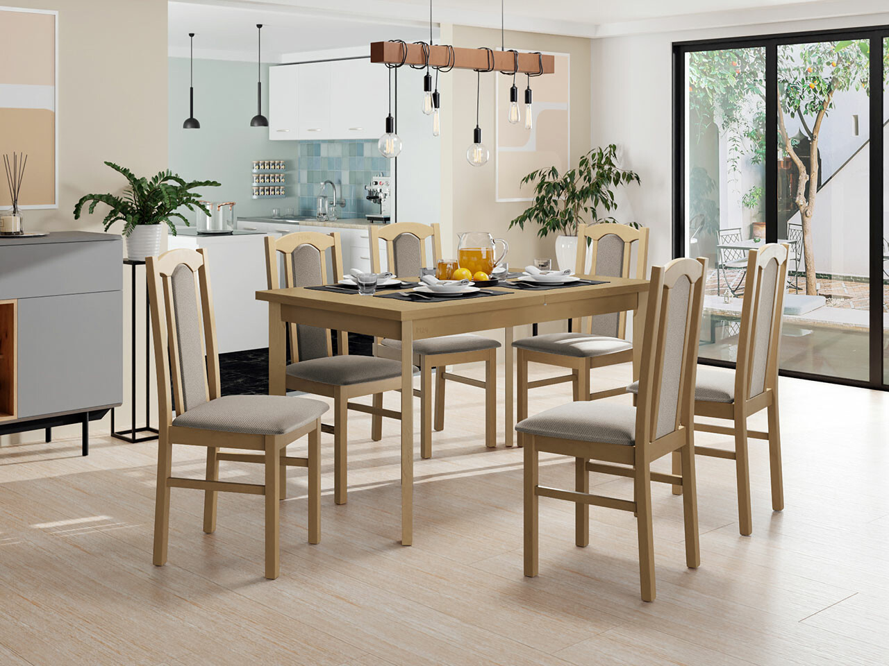 Borðstofusett Victorville 277 (Sonoma-eik)